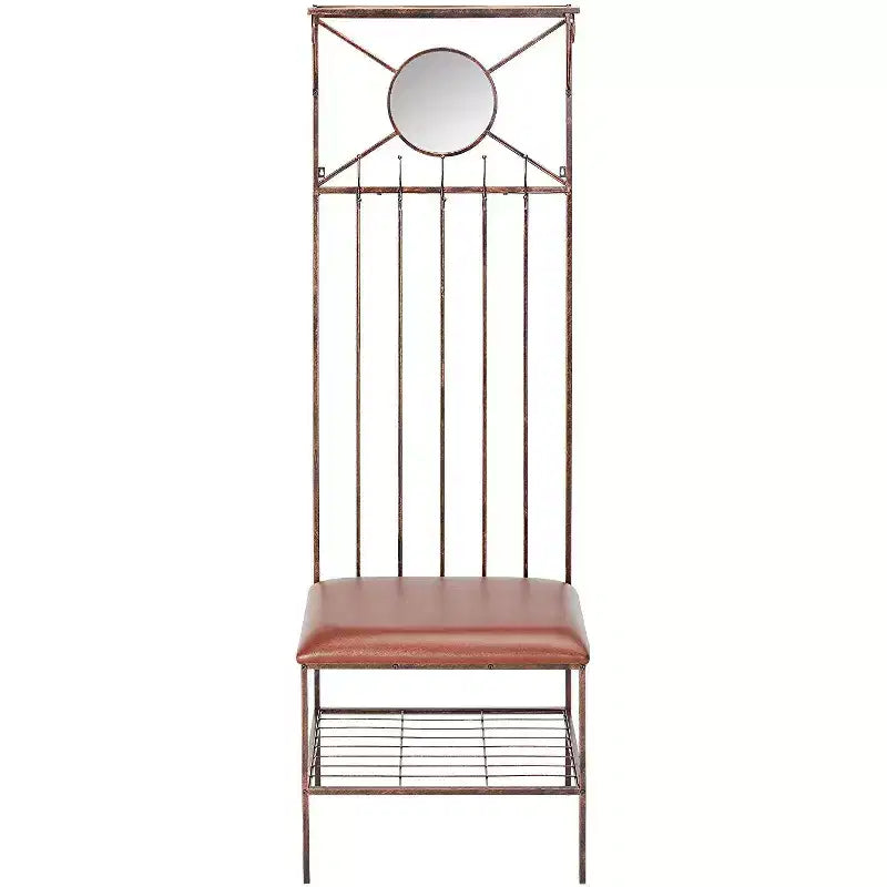 Banc de rangement d'entrée/couloir de marque avec porte-manteau, cuivre brossé