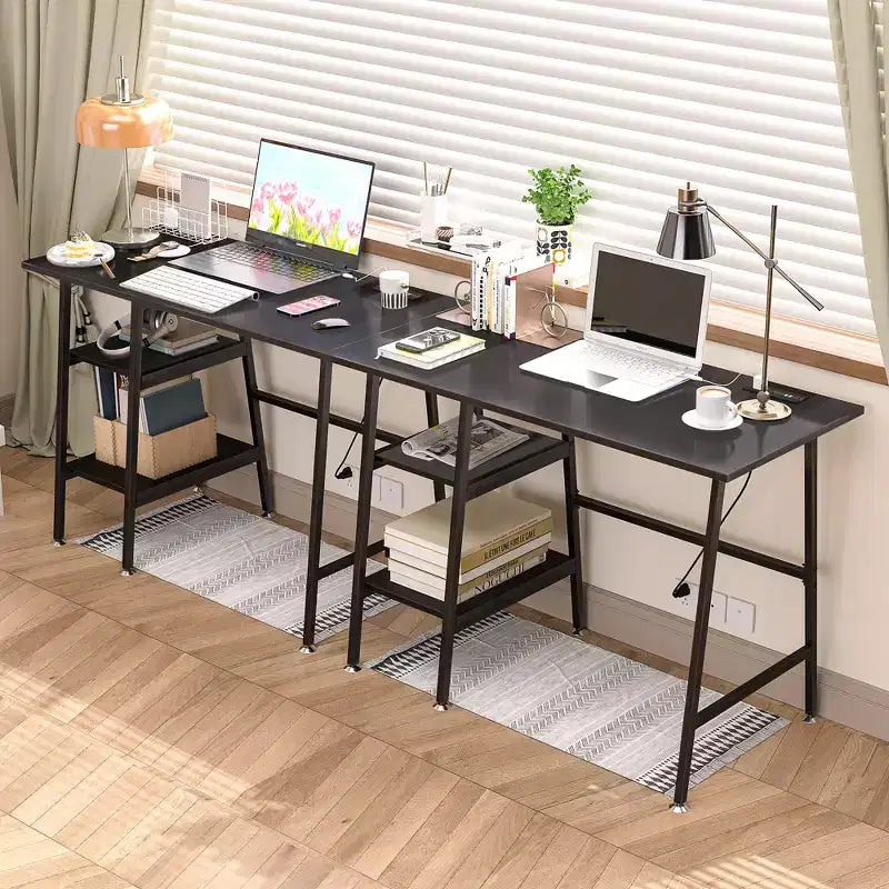 Bureau d'ordinateur, poste de travail de bureau à domicile, table pour ordinateur portable avec 2 étagères de rangement