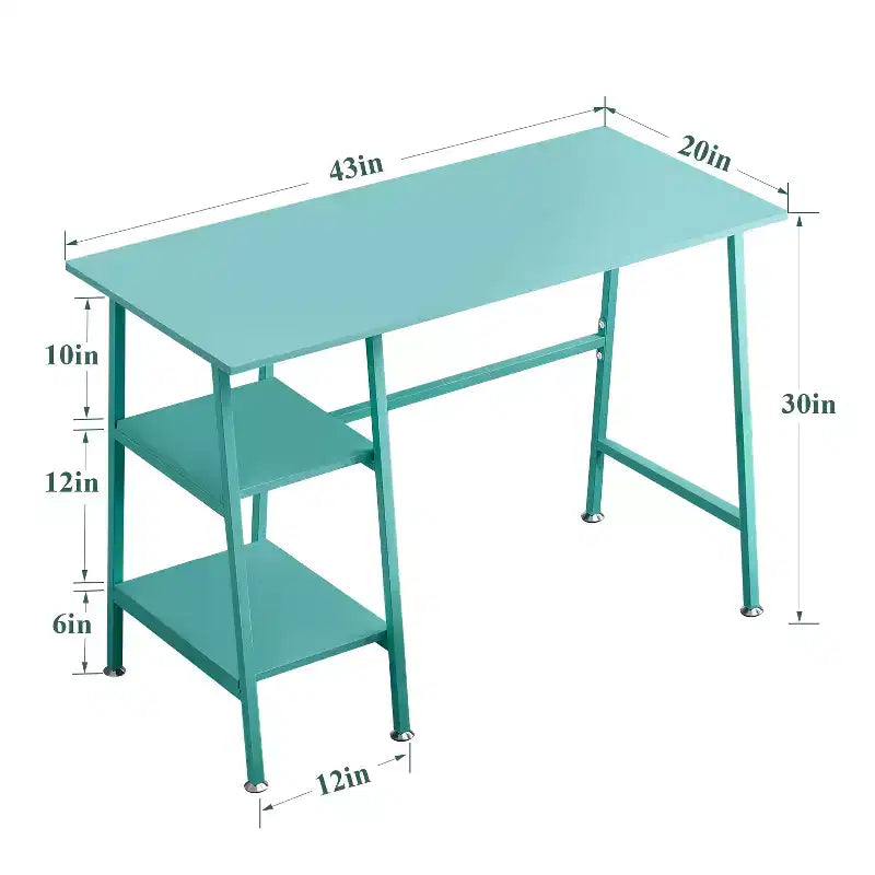 Bureau d'ordinateur, poste de travail de bureau à domicile, table pour ordinateur portable avec 2 étagères de rangement