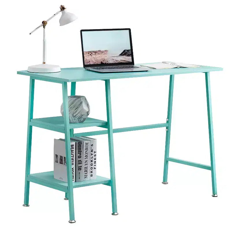 Bureau d'ordinateur, poste de travail de bureau à domicile, table pour ordinateur portable avec 2 étagères de rangement