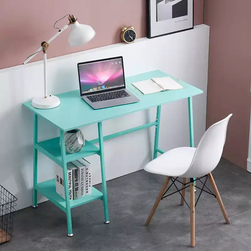 Bureau d'ordinateur, poste de travail de bureau à domicile, table pour ordinateur portable avec 2 étagères de rangement