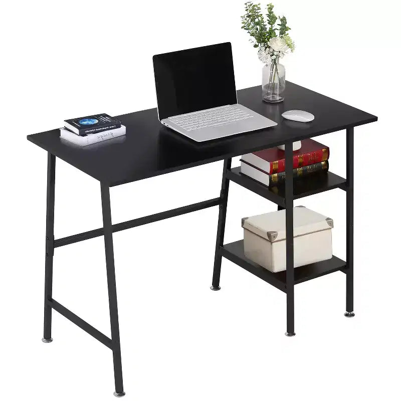 Bureau d'ordinateur, poste de travail de bureau à domicile, table pour ordinateur portable avec 2 étagères de rangement