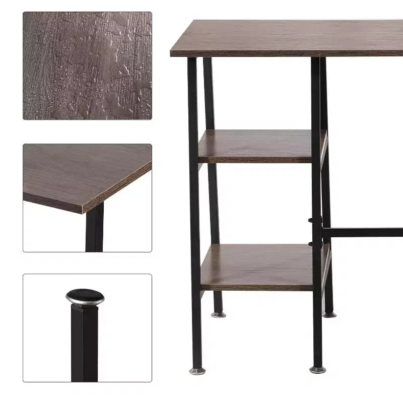 Bureau d'ordinateur, poste de travail de bureau à domicile, table pour ordinateur portable avec 2 étagères de rangement