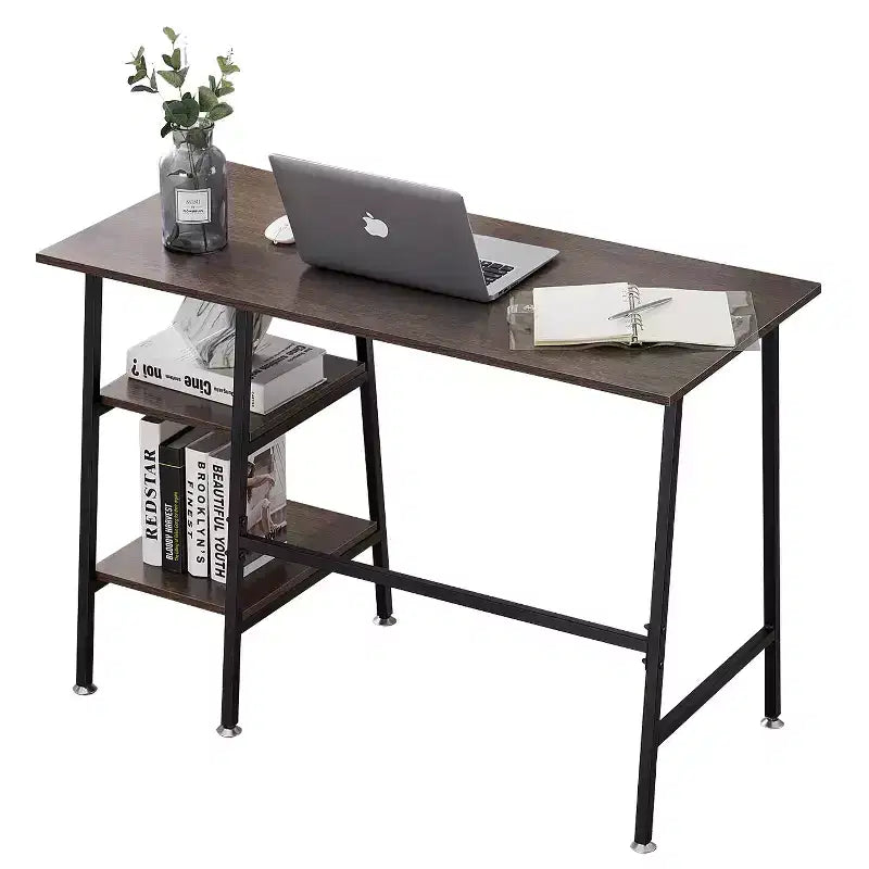 Bureau d'ordinateur, poste de travail de bureau à domicile, table pour ordinateur portable avec 2 étagères de rangement