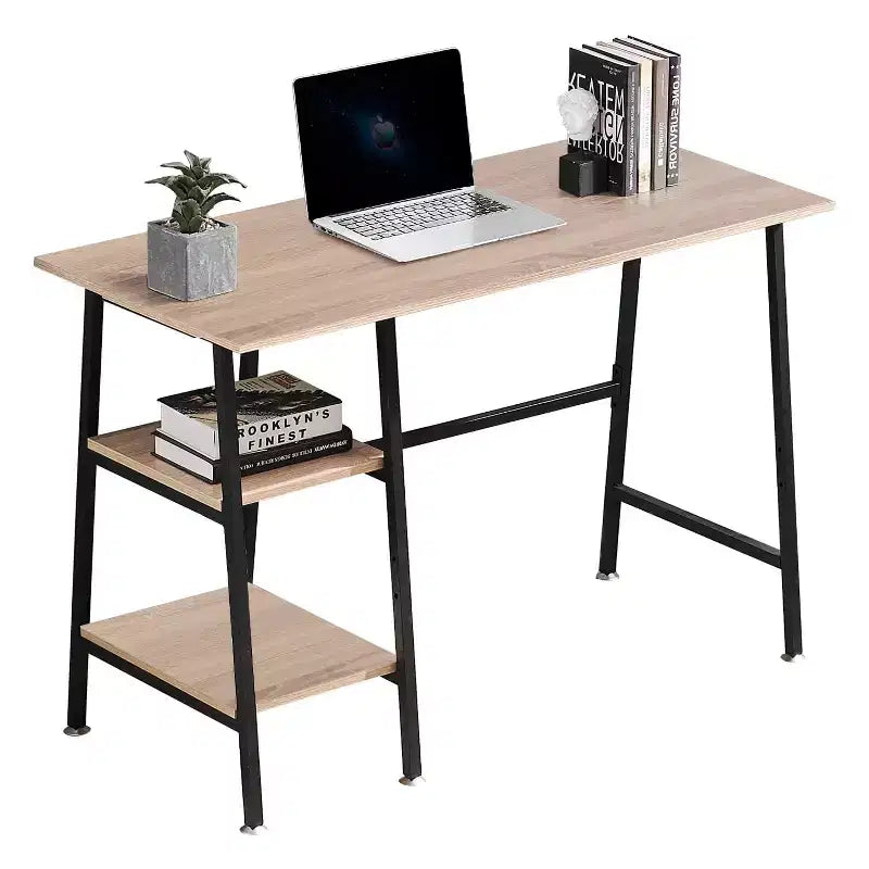 Bureau d'ordinateur, poste de travail de bureau à domicile, table pour ordinateur portable avec 2 étagères de rangement