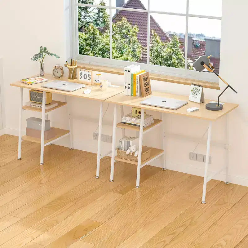 Bureau d'ordinateur, poste de travail de bureau à domicile, table pour ordinateur portable avec 2 étagères de rangement