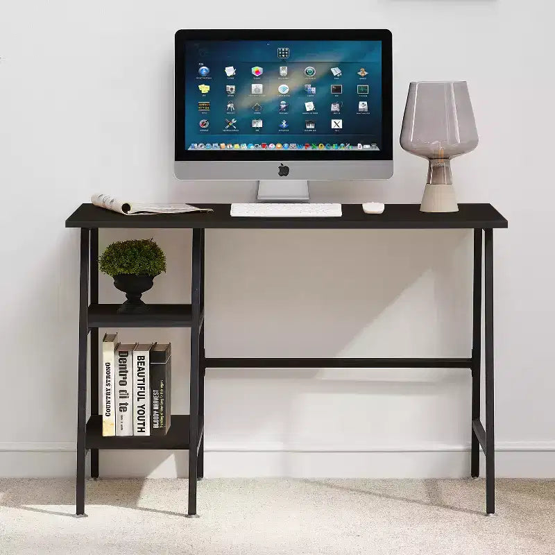 Bureau d'ordinateur, poste de travail de bureau à domicile, table pour ordinateur portable avec 2 étagères de rangement