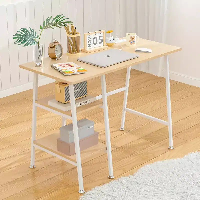 Bureau d'ordinateur, poste de travail de bureau à domicile, table pour ordinateur portable avec 2 étagères de rangement
