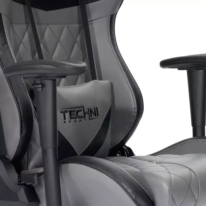 Chaise de Gaming XL Ergonomique, Fauteuil de Bureau Pivotant à 360° avec Coussins Tête & Lombaire, Fauteuil Inclinable à 90-150° pour Bureau & Maison, Max 350lbs, Gris