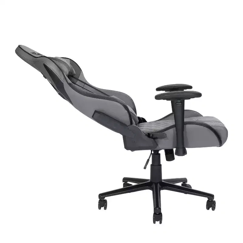 Chaise de Gaming XL Ergonomique, Fauteuil de Bureau Pivotant à 360° avec Coussins Tête & Lombaire, Fauteuil Inclinable à 90-150° pour Bureau & Maison, Max 350lbs, Gris