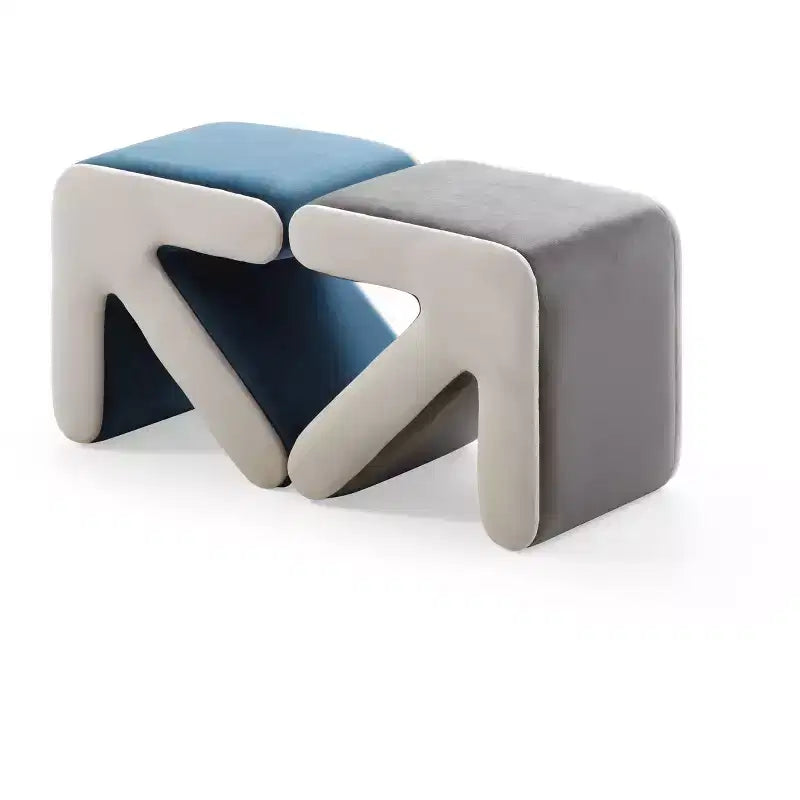 Pouf moderne créatif en forme de flèche avec banc d'entrée rembourré en velours pour enfants, tabourets repose-pieds de conception artisanale pour salon, chambre à coucher