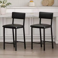 COZONY Upholstered Bar Stools, PU Leather Back Footrest Counter Height Thickened Metal Legs for Kitchen Island Bar