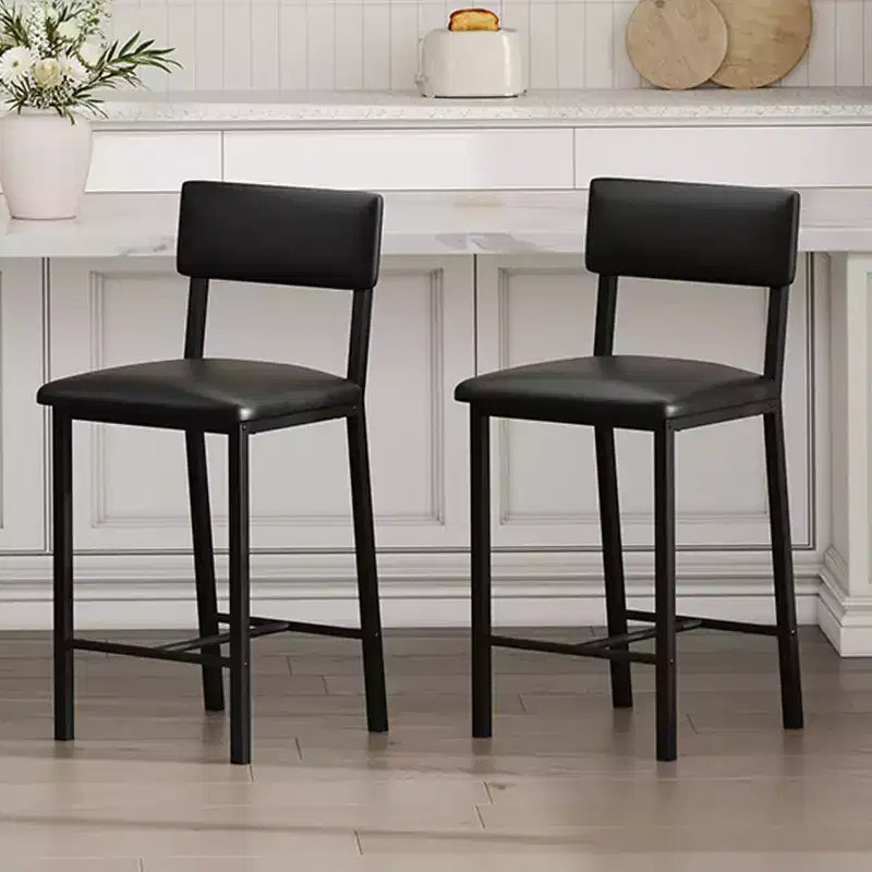COZONY Upholstered Bar Stools, PU Leather Back Footrest Counter Height Thickened Metal Legs for Kitchen Island Bar