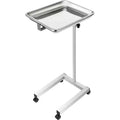 VEVOR Lab Cart, Stainless Steel Mayo Tray Stand 18 x 14 in Trolley Mayo Stand, Adjustable Height 32-51 in Instrument Tray, Silver