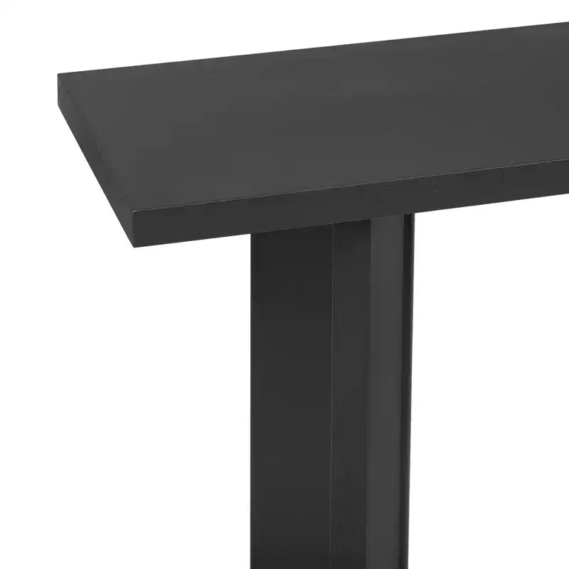 Console moderne avec placage de pin et 2 pieds géométriques, table d'appoint pour entrée, salon, bureau, salle à manger