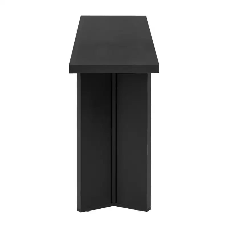 Console moderne avec placage de pin et 2 pieds géométriques, table d'appoint pour entrée, salon, bureau, salle à manger