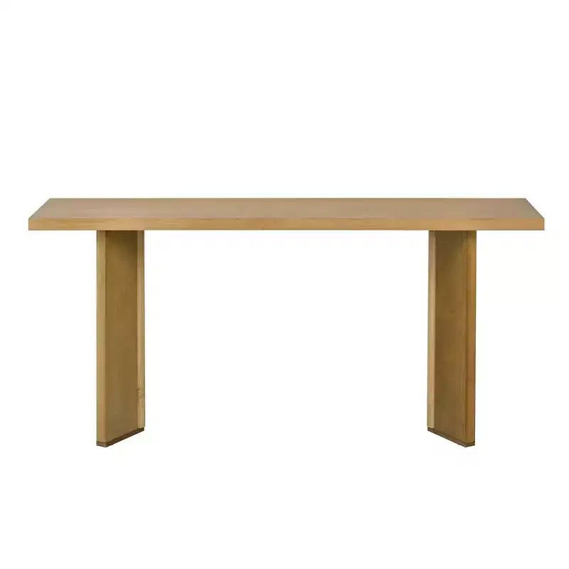 Console moderne avec placage de pin et 2 pieds géométriques, table d'appoint pour entrée, salon, bureau, salle à manger