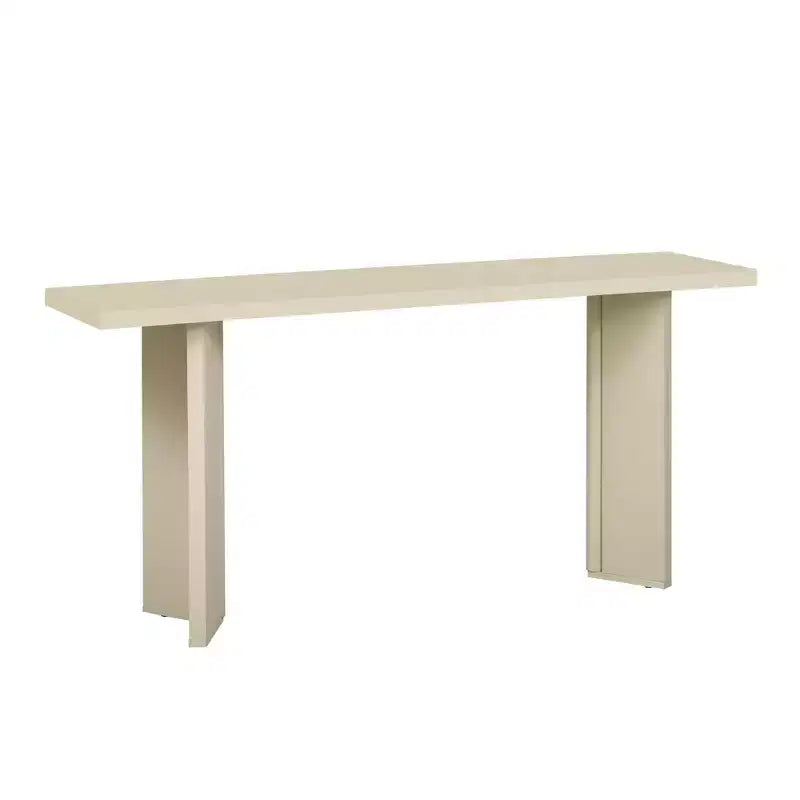 Console moderne avec placage de pin et 2 pieds géométriques, table d'appoint pour entrée, salon, bureau, salle à manger