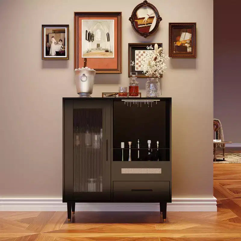 Modern Wine & Coffee Bar Cabinet with Tempered Glass Door,Storage Sideboard Liquor Buffet with Drawers for Kitchen, Dining & Living Room