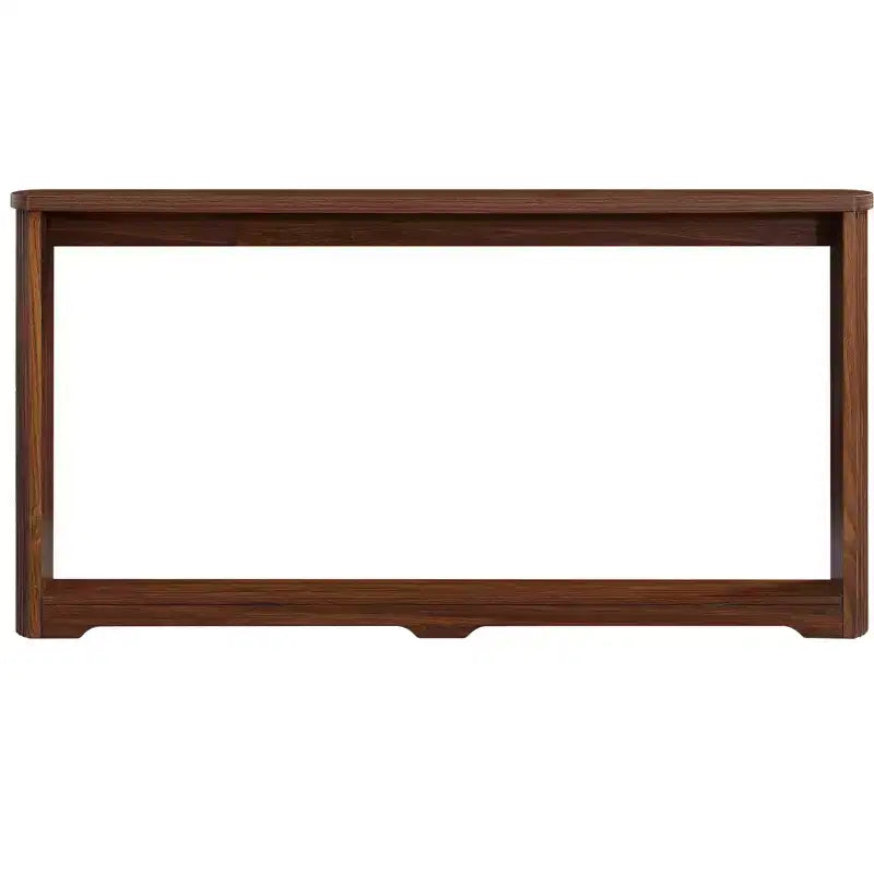 Table d'appoint de rangement 70,1 pouces avec texture ondulée, Design étroit en bois, idéale pour un placement derrière les canapés, parfaite pour les entrées. Noyer