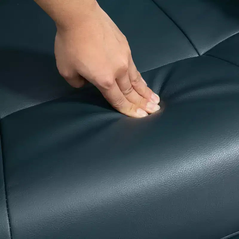Fauteuil inclinable manuel en similicuir, fauteuil de salon pivotant et réglable avec repose-pieds, accoudoirs et base en bois enveloppée pour salon