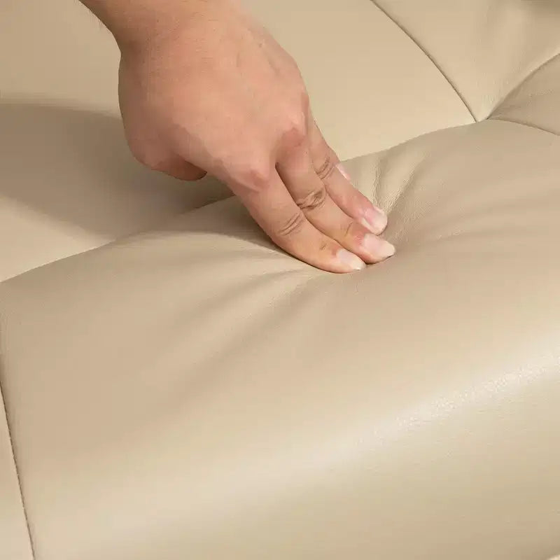Fauteuil inclinable manuel en similicuir, fauteuil de salon pivotant et réglable avec repose-pieds, accoudoirs et base en bois enveloppée pour salon