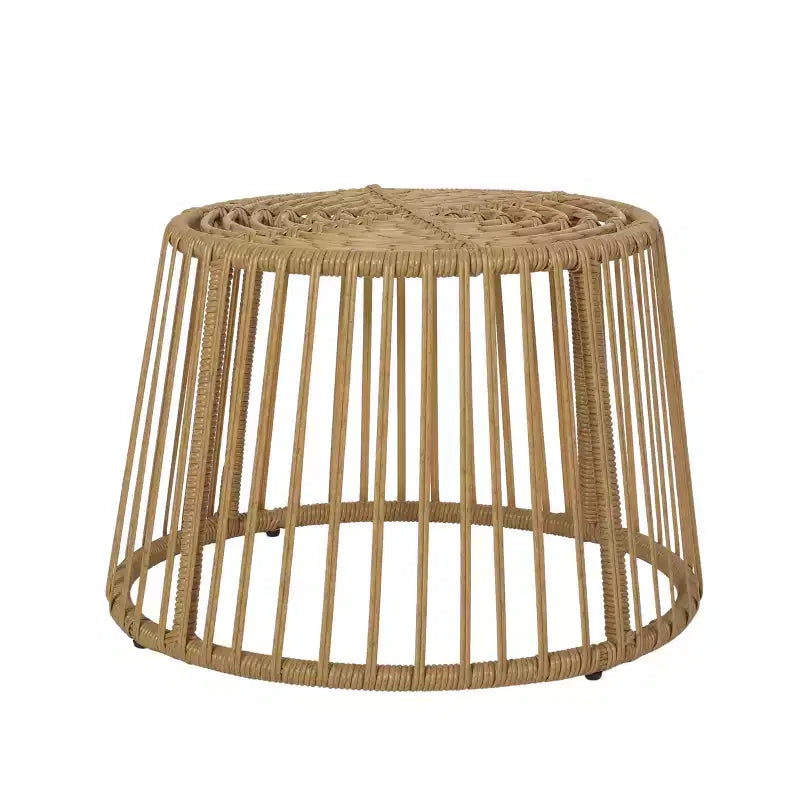 Table d'appoint ronde en rotin pour patio, table d'appoint de style bohème pour l'extérieur et l'intérieur, pour jardin, balcon, salon