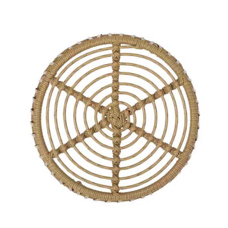 Table d'appoint ronde en rotin pour patio, table d'appoint de style bohème pour l'extérieur et l'intérieur, pour jardin, balcon, salon