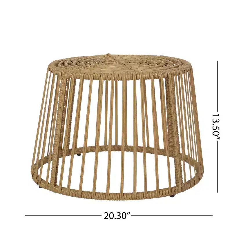 Table d'appoint ronde en rotin pour patio, table d'appoint de style bohème pour l'extérieur et l'intérieur, pour jardin, balcon, salon