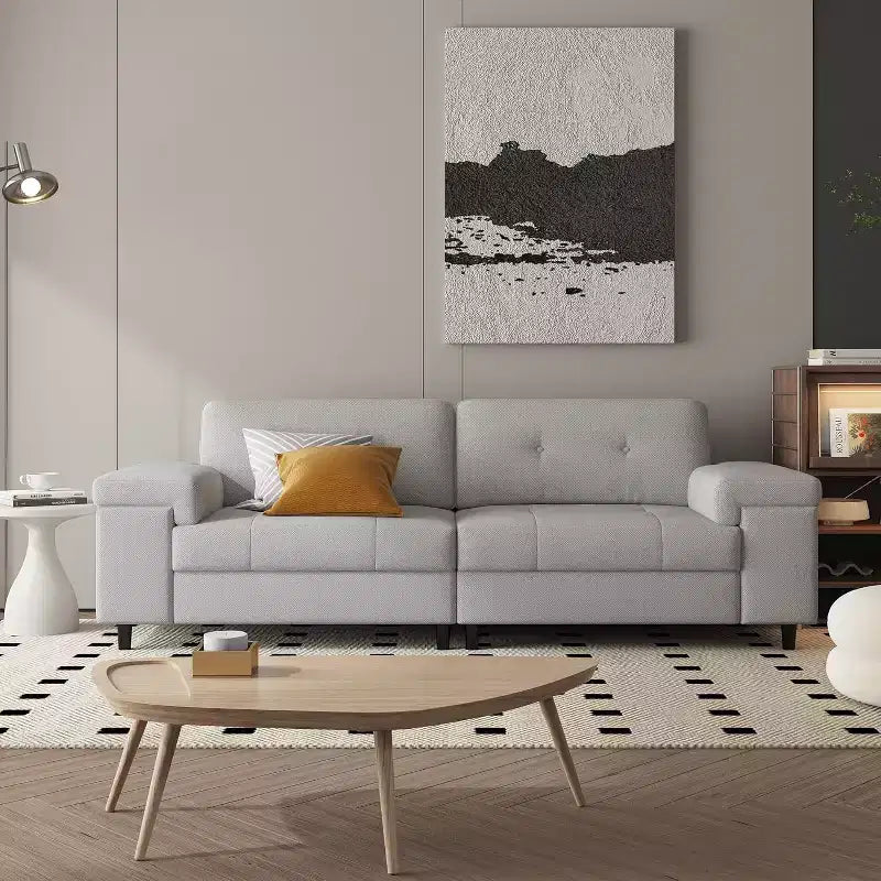85 Inch Modern 3 Seater Sofa for Living Room, Deep Seat Chenille Couch with Adjustable Wide Armrest & Plush Backrest,Button Tufted Comfy Bedroom Sofa