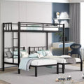 Twin Metal Bunk Bed, Triple Convertible Loft, Full-Length Guardrail & Ladder, Space-Saving, No Box Spring, Black, Twin Over Twin for Teens/Adults