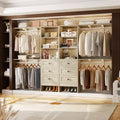Besiost Set of 2 Closet System Organizer with Shelves and 6 Hanging Rods, 116-192 Walk-In Closet System with Drawers
