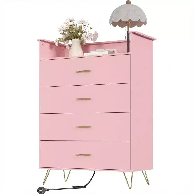 Commode en bois à 4 tiroirs pour chambre à coucher, table de chevet moderne, commode en bois, grande armoire de rangement pour chambre à coucher, salon, placard.
