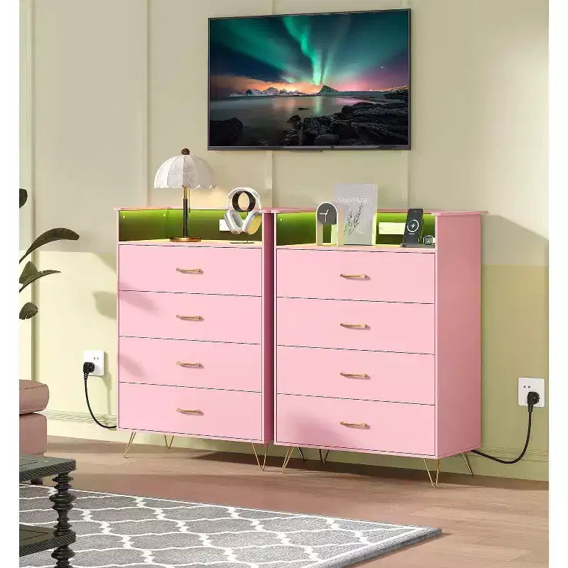 Commode en bois à 4 tiroirs pour chambre à coucher, table de chevet moderne, commode en bois, grande armoire de rangement pour chambre à coucher, salon, placard.