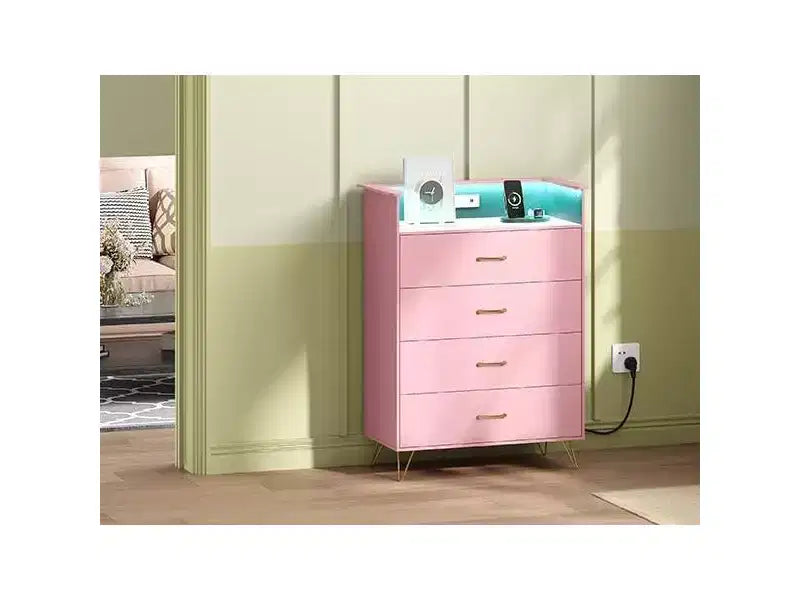 Commode en bois à 4 tiroirs pour chambre à coucher, table de chevet moderne, commode en bois, grande armoire de rangement pour chambre à coucher, salon, placard.
