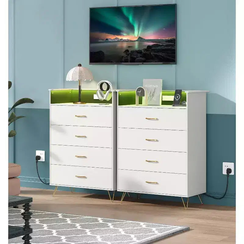 Commode en bois à 4 tiroirs pour chambre à coucher, table de chevet moderne, commode en bois, grande armoire de rangement pour chambre à coucher, salon, placard.
