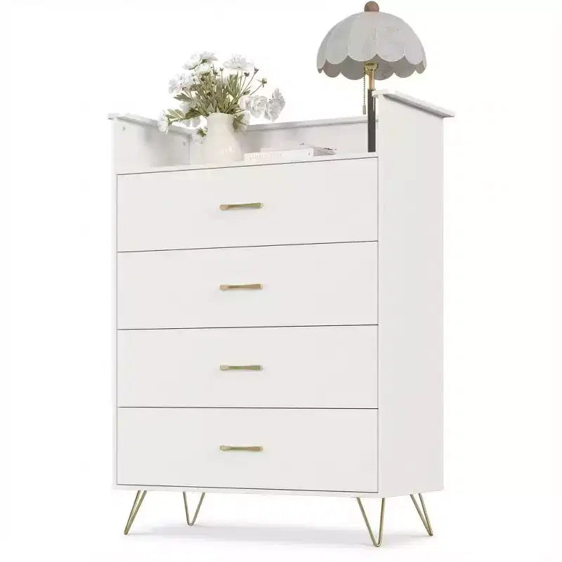 Commode en bois à 4 tiroirs pour chambre à coucher, table de chevet moderne, commode en bois, grande armoire de rangement pour chambre à coucher, salon, placard.