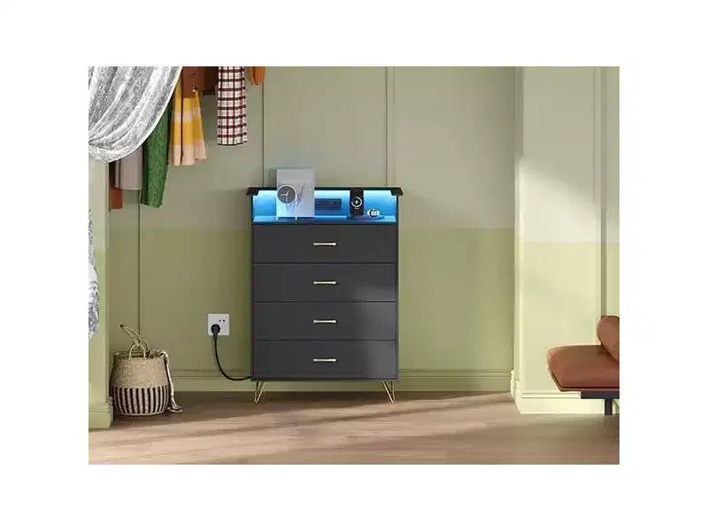 Commode en bois à 4 tiroirs pour chambre à coucher, table de chevet moderne, commode en bois, grande armoire de rangement pour chambre à coucher, salon, placard.