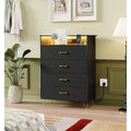 4 Drawer Wooden Dressers for Bedroom, Modern Nightstand for Bedside, Wood Chest of Drawers, Large Storage Cabinet for Bedroom, Living Room, Closet