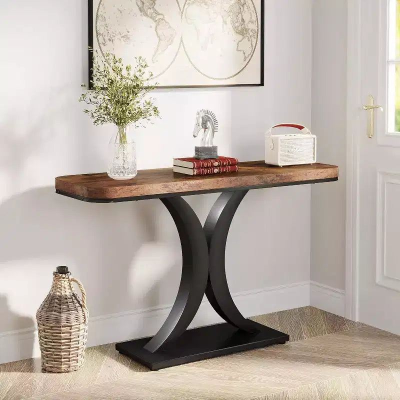 Console de table d'entrée industrielle, table d'appoint compacte pour couloir d'entrée, pour petits espaces