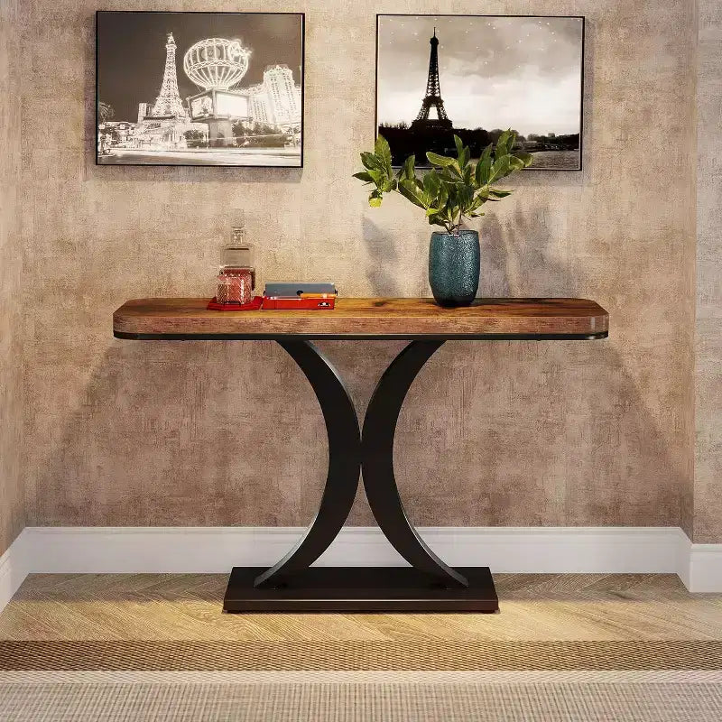 Console de table d'entrée industrielle, table d'appoint compacte pour couloir d'entrée, pour petits espaces