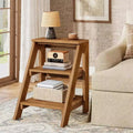 Lantine Round End Table, Farmhouse Side Table with White Metal Hollow Frame, Small Bedside Table Nightstand for Living Room, Bedroom, Easy Assembly