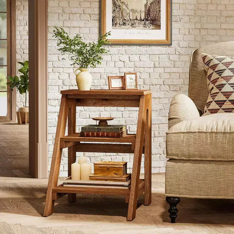 Table d'appoint ronde, Table de chevet de style ferme avec cadre creux en métal blanc, Petite table de chevet pour salon, chambre à coucher, montage facile
