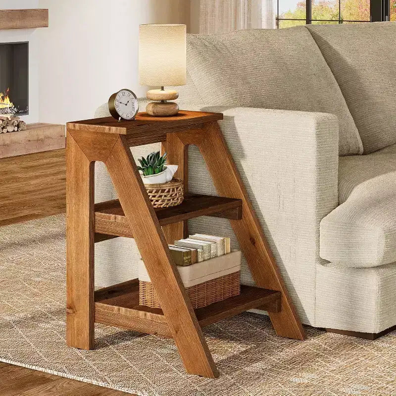 Table d'appoint ronde, Table de chevet de style ferme avec cadre creux en métal blanc, Petite table de chevet pour salon, chambre à coucher, montage facile