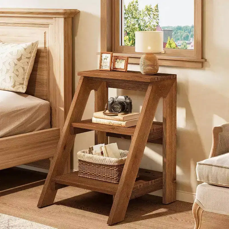 Table d'appoint ronde, Table de chevet de style ferme avec cadre creux en métal blanc, Petite table de chevet pour salon, chambre à coucher, montage facile