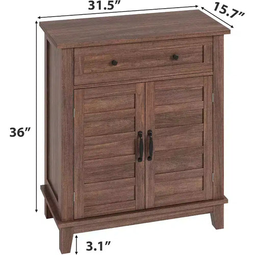 Meuble de rangement réglable à 3 niveaux avec portes persiennes - Buffet de ferme étanche et meuble de bar à café avec tiroir spacieux