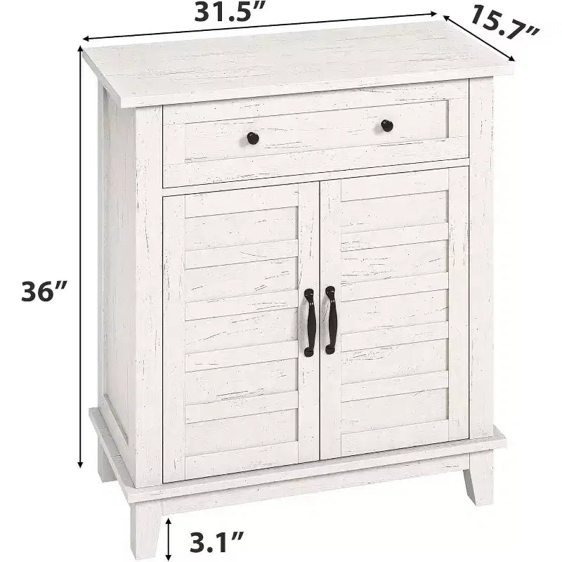 Meuble de rangement réglable à 3 niveaux avec portes persiennes - Buffet de ferme étanche et meuble de bar à café avec tiroir spacieux