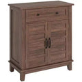 3-Tier Adjustable Storage Cabinet with Slatted Doors - Waterproof Farmhouse Sideboard Buffet & Coffee Bar Cabinet with Spacious Drawer