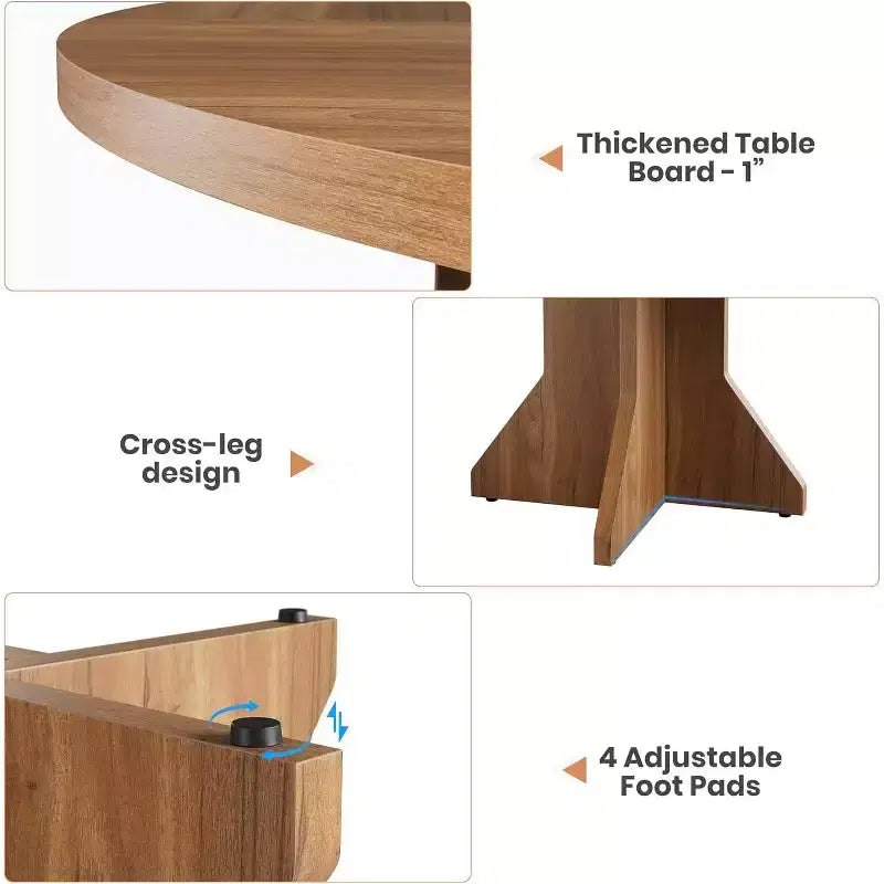 Table à manger ronde pour 4 à 6 personnes, table de cuisine ronde de 120 cm avec base piédestal robuste, pour salon, cuisine, appartement