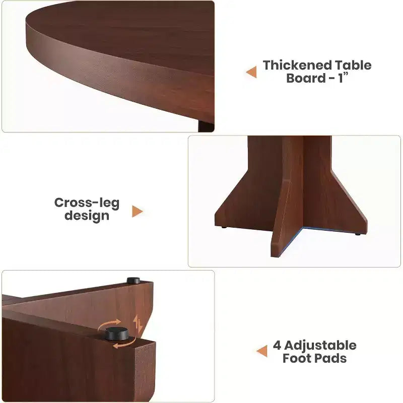 Table à manger ronde pour 4 à 6 personnes, table de cuisine ronde de 120 cm avec base piédestal robuste, pour salon, cuisine, appartement